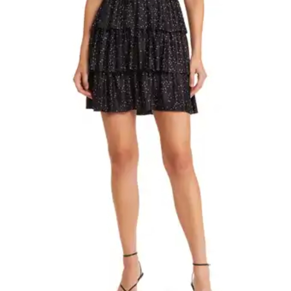 Charles Henry Black and White Tiered Mini Dress - Picture 3 of 12